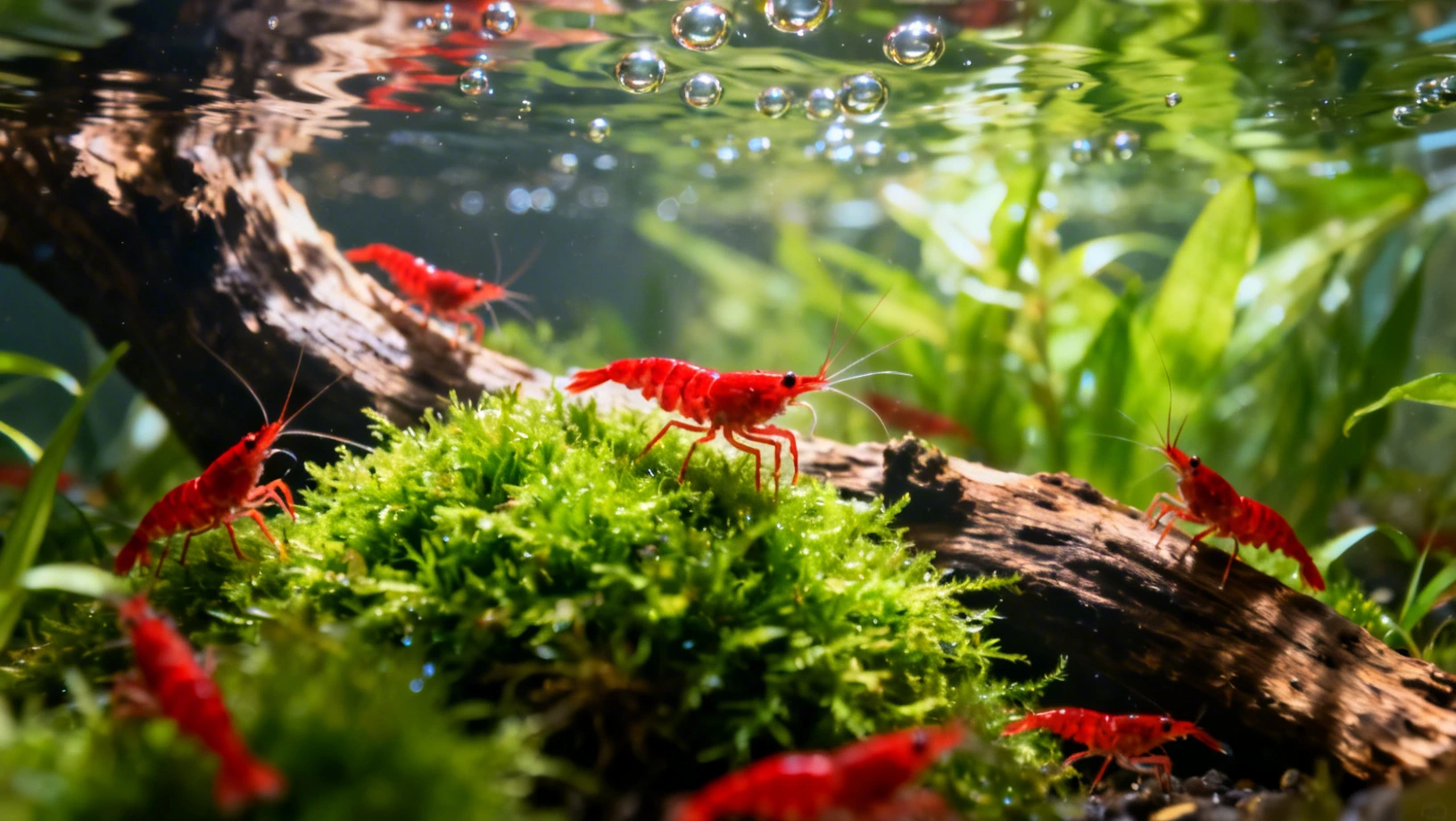 Aquarium planté avec crevettes d'eau douce